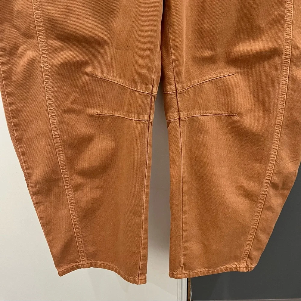 Free People Jeans Barrel Leg Good Luck Tan Brown size 25